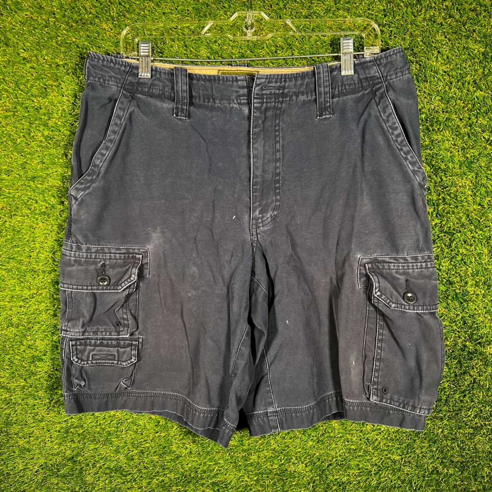 Eddie Bauer Mens Navy Blue Cotton Canvas Cargo Shorts Size 33 Faded